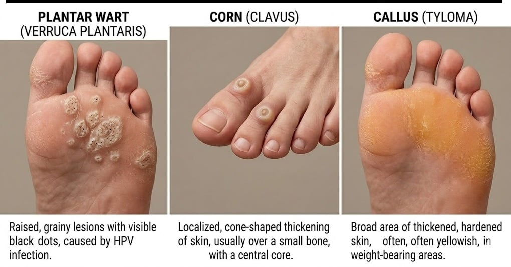 Plantar Wart vs Corn vs Callus