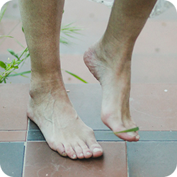 Difficulty walking barefoot