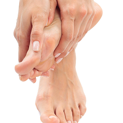 Involuntarily slapping the foot down on the floor with each step