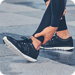 Raising up the knee and thigh excessively while walking (steppage gait), as though climbing stairs, in order to avoid tripping