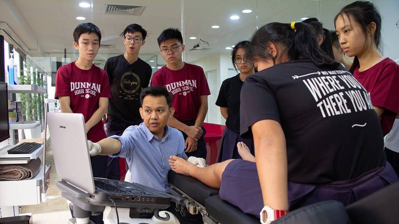 ECP | DHS Students with Podiatrist Sani